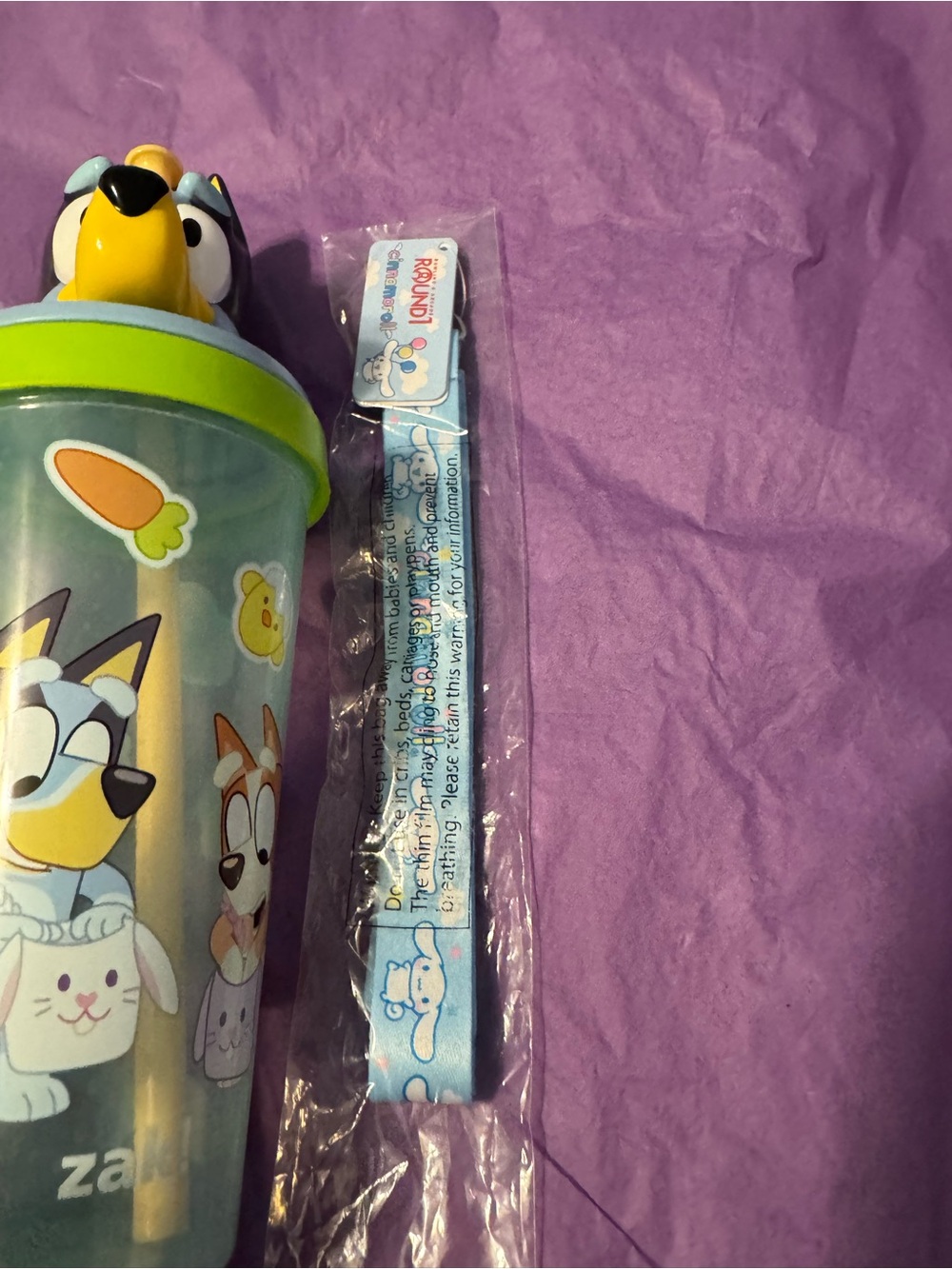 ๐ถ Bluey Bundle! Zack Straw Cup + NEW Sanrio Cinnamoroll Lanyard- NEVER USED - Picture 8 of 8